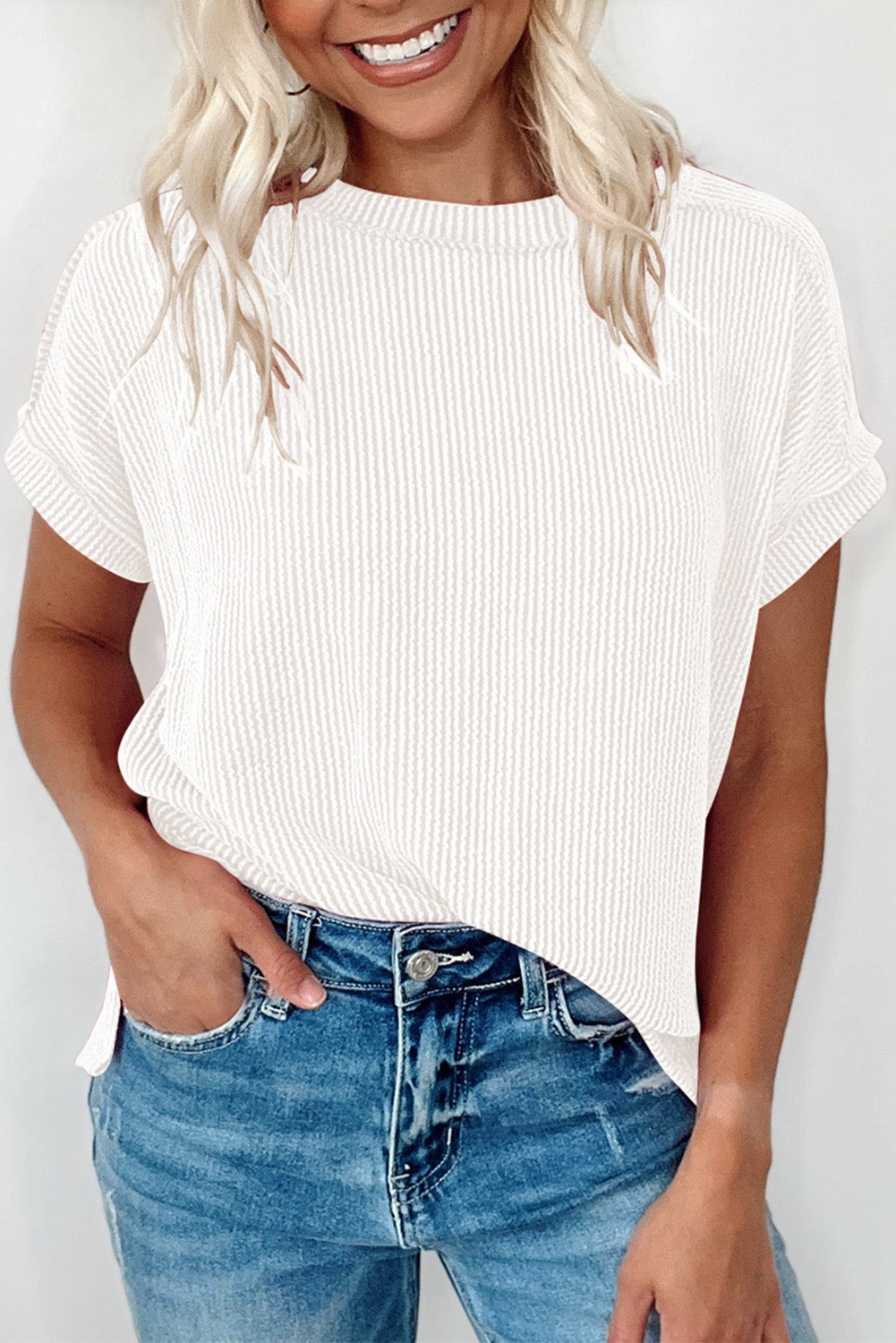 White Knitted tee