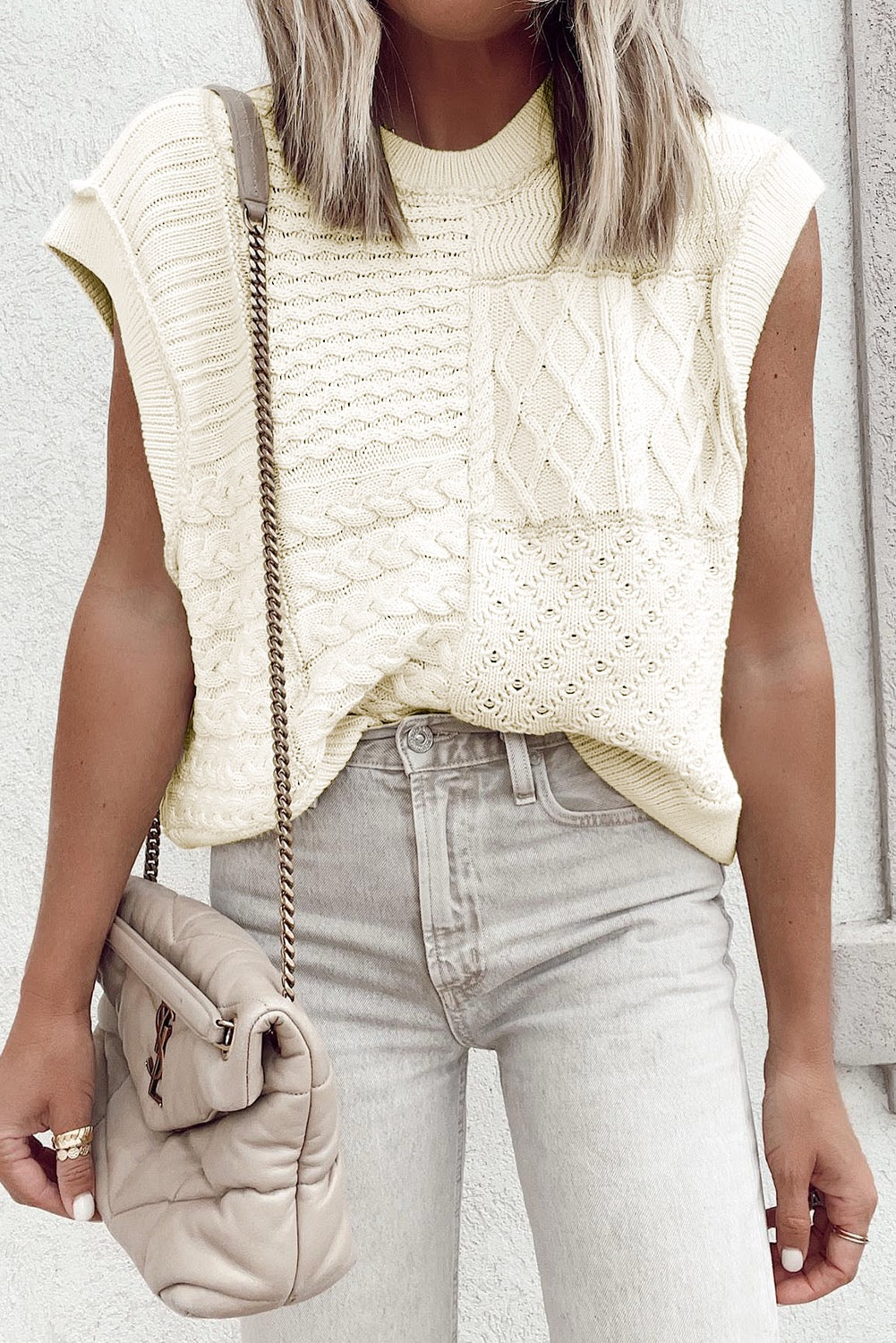 White Cable Knit Shirt