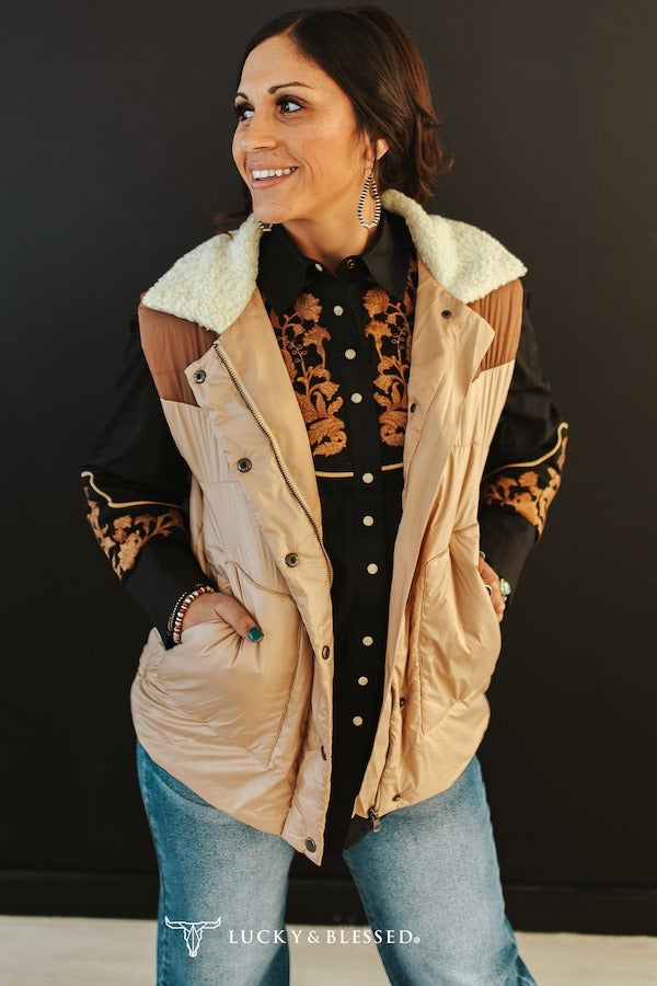 Tan puffer vest