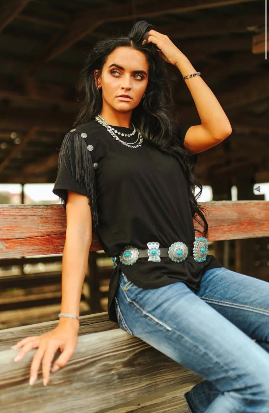 Black Fringy Shirt
