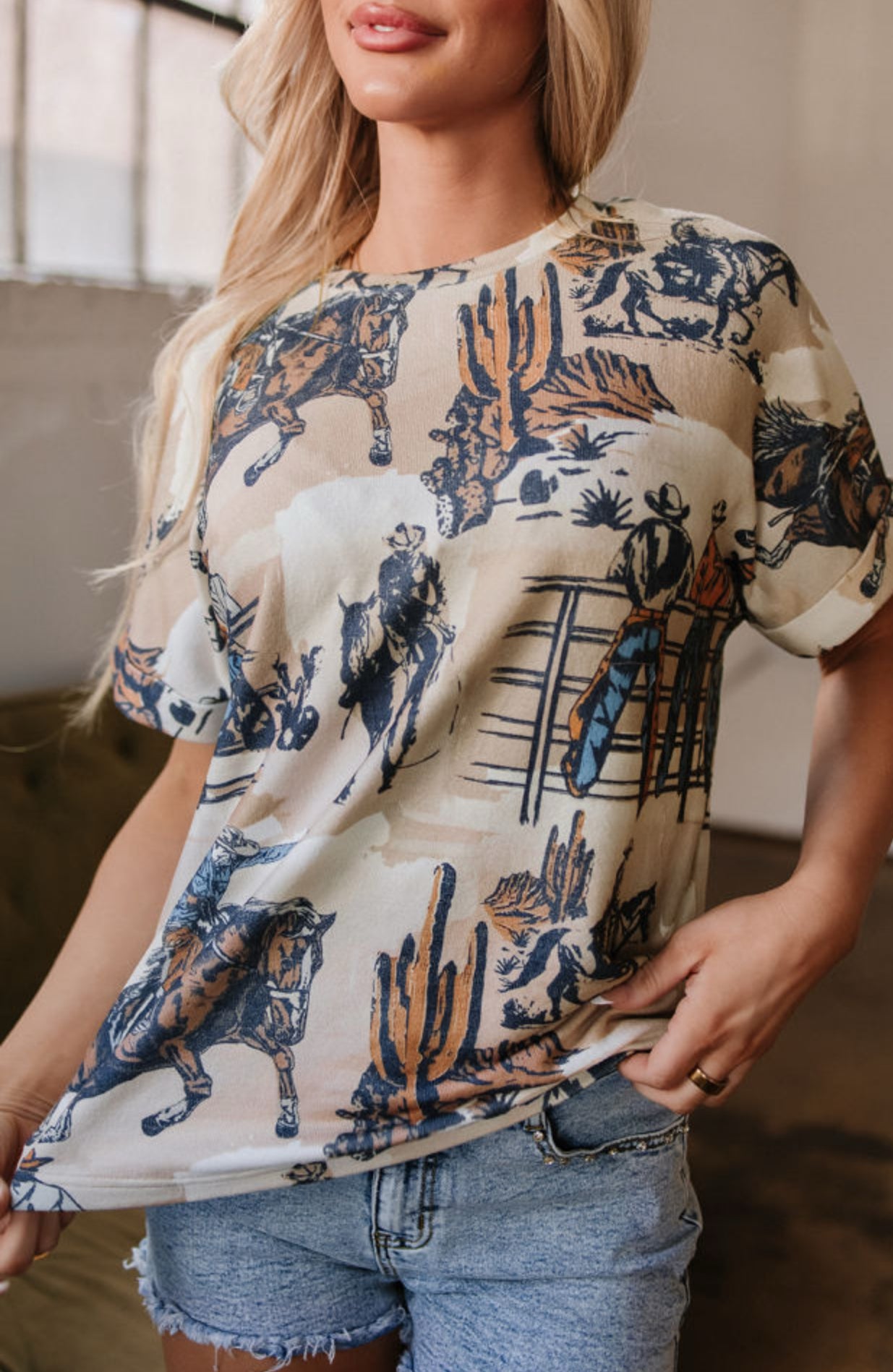 Khaki Western Cuffed Shirt