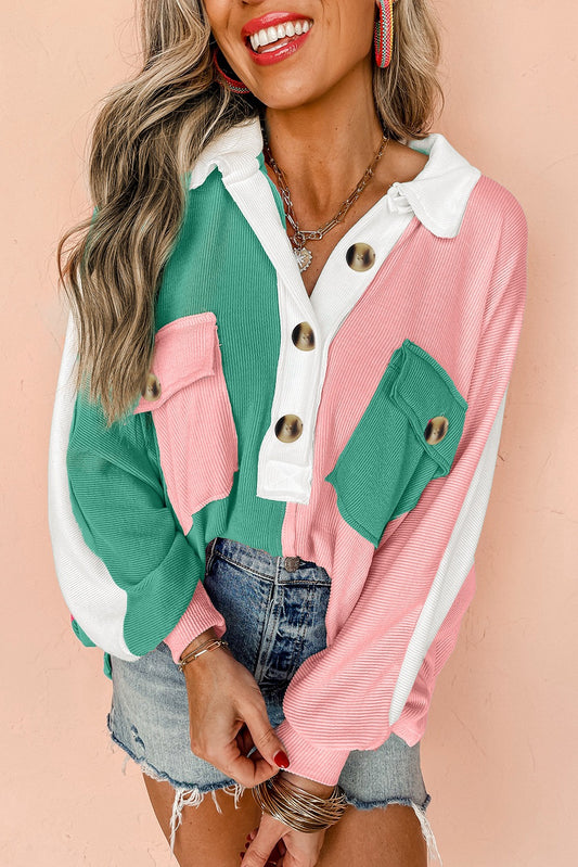 Colorblocked Ribbed Shirt