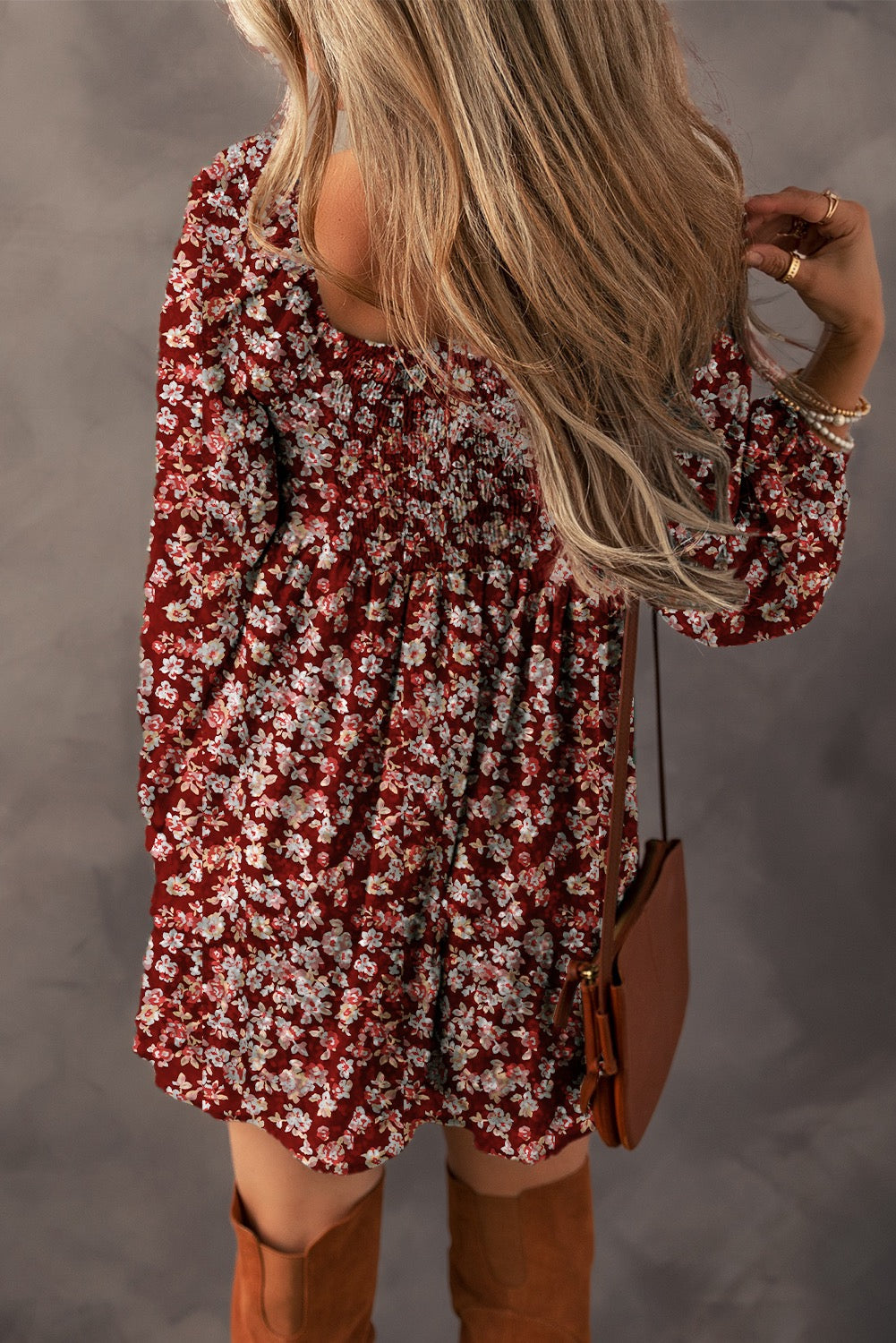 Maroon Floral Dress