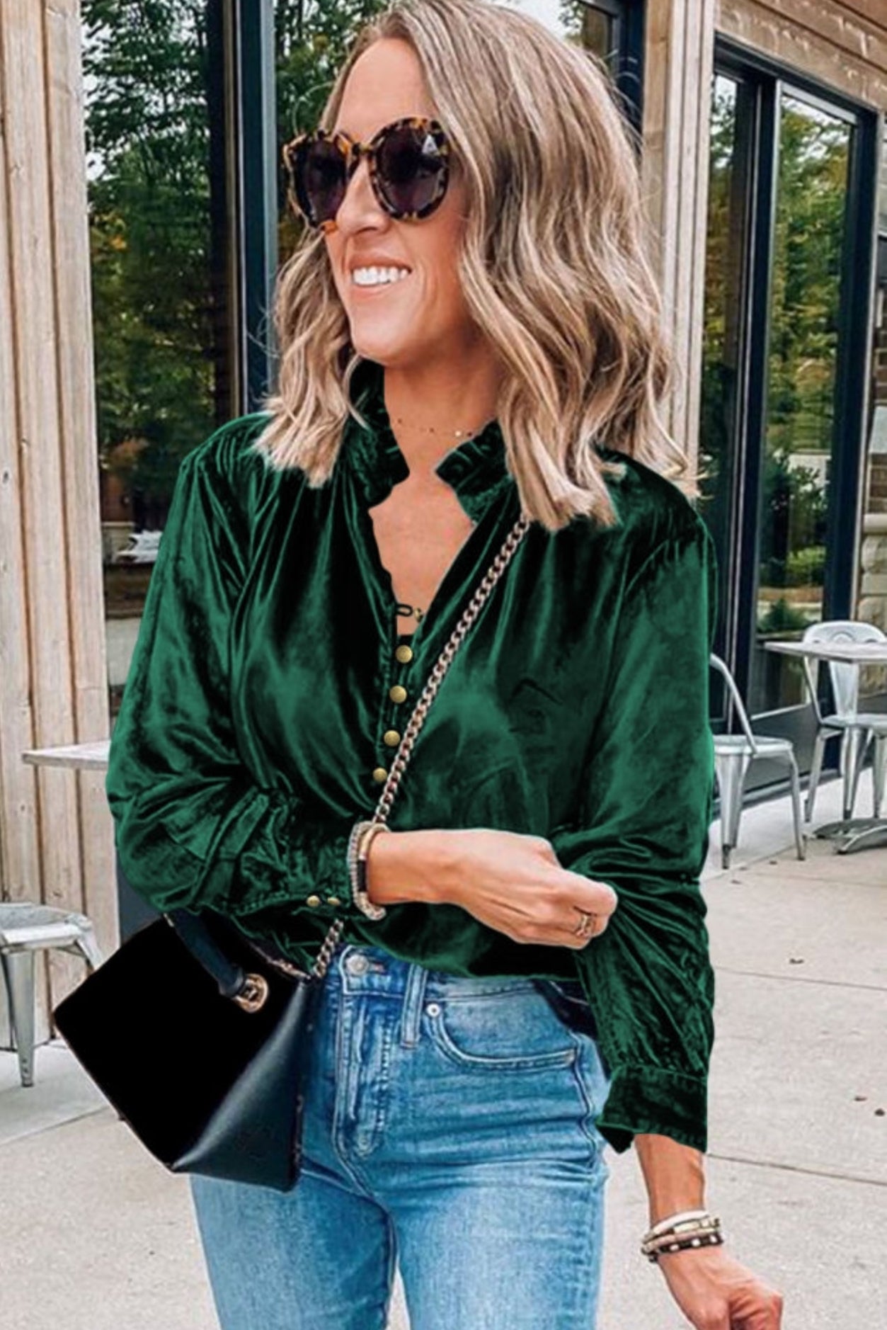 Blackish Green Frill Top