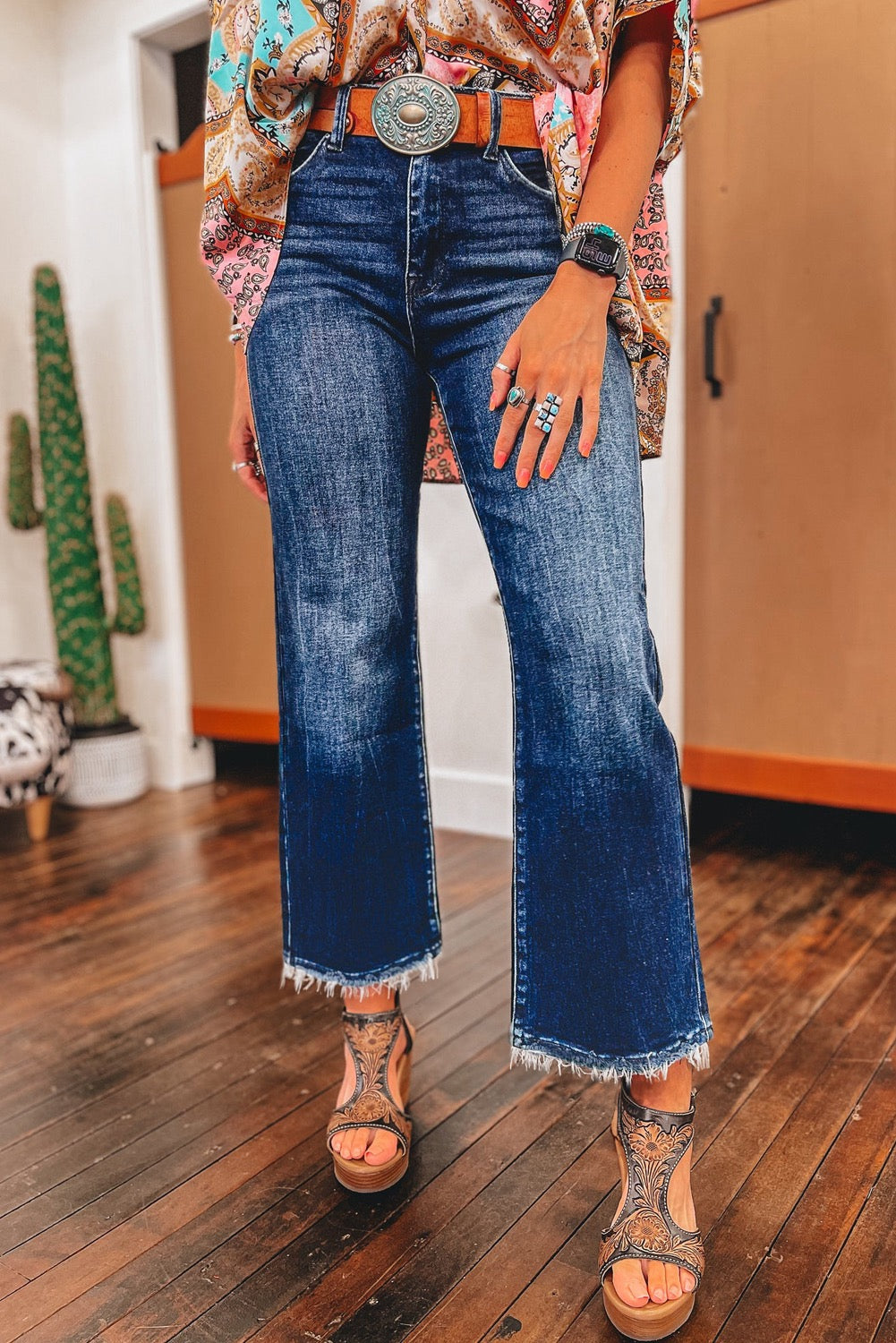 Blue Mineral Wash High Wasted Flare Jeans