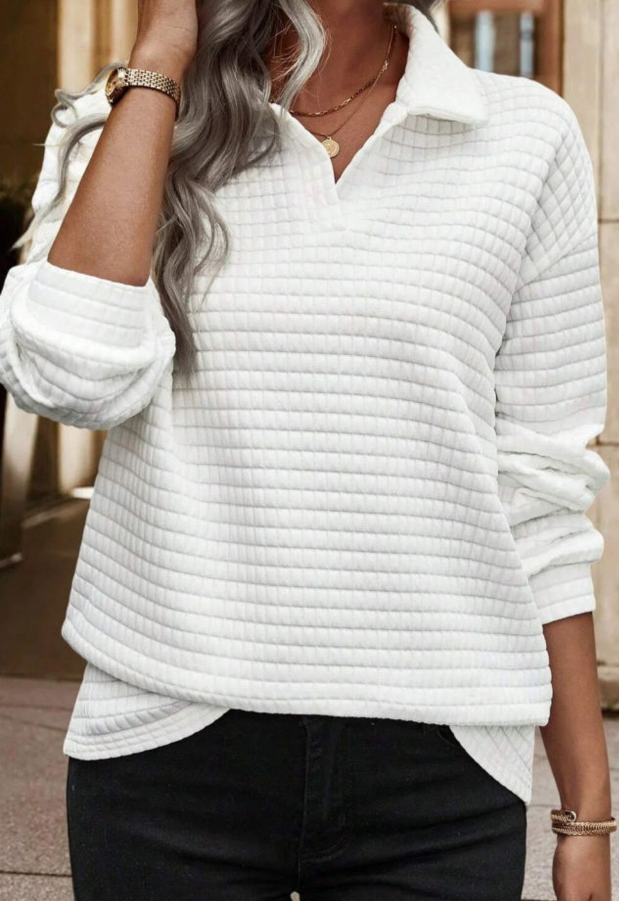 White Quilted Sporty Shirt