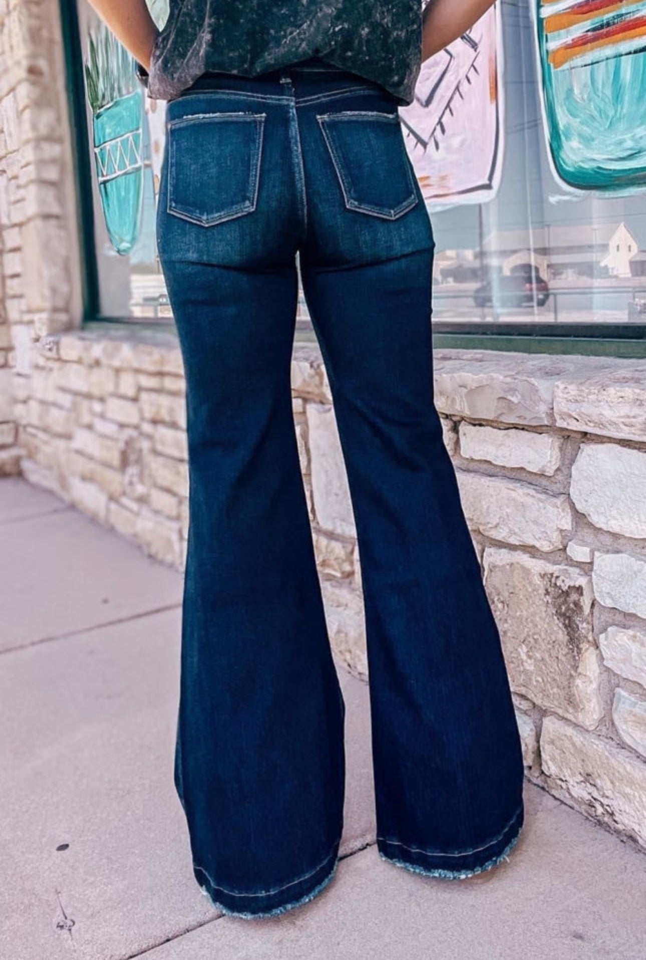 Real Teal High Rise Bell Bottom Jeans