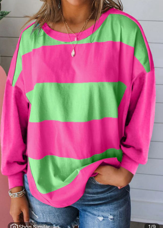 Pink/Lime Green Colorblock Shirt