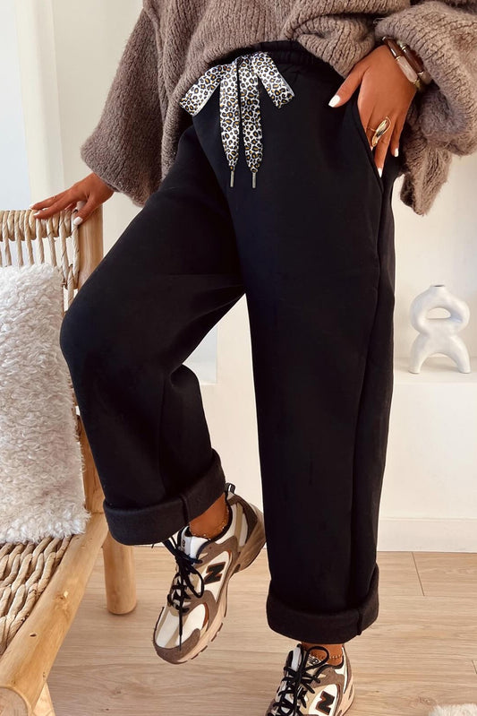 Black leopard Pants