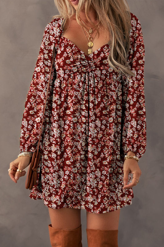 Maroon Floral Dress