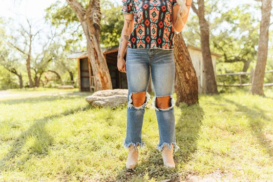 L and B Jeans fringe