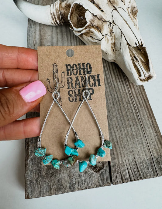 Turquoise Chip Stone Earrings