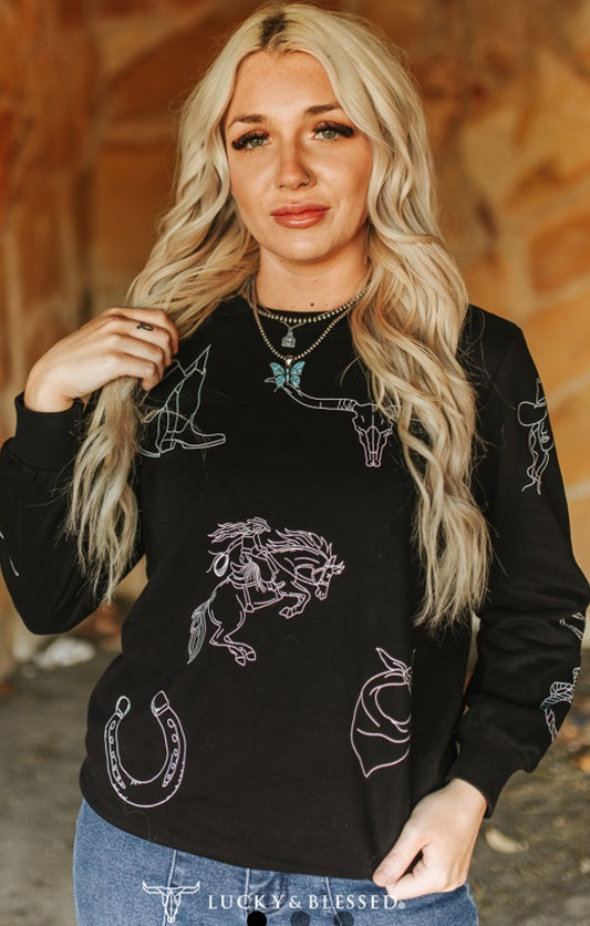 Black Western Pullover